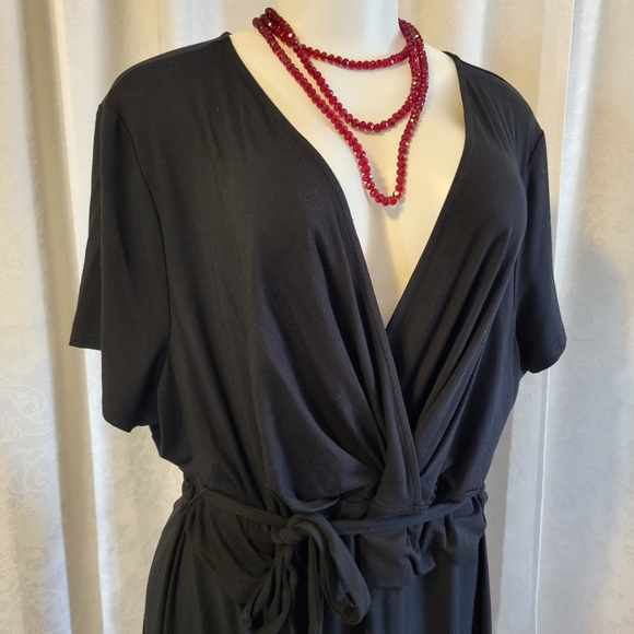 TALBOTS Womens Wrap Front Jersey Dress, Plus Size 3X, Black - Picture 7 of 14